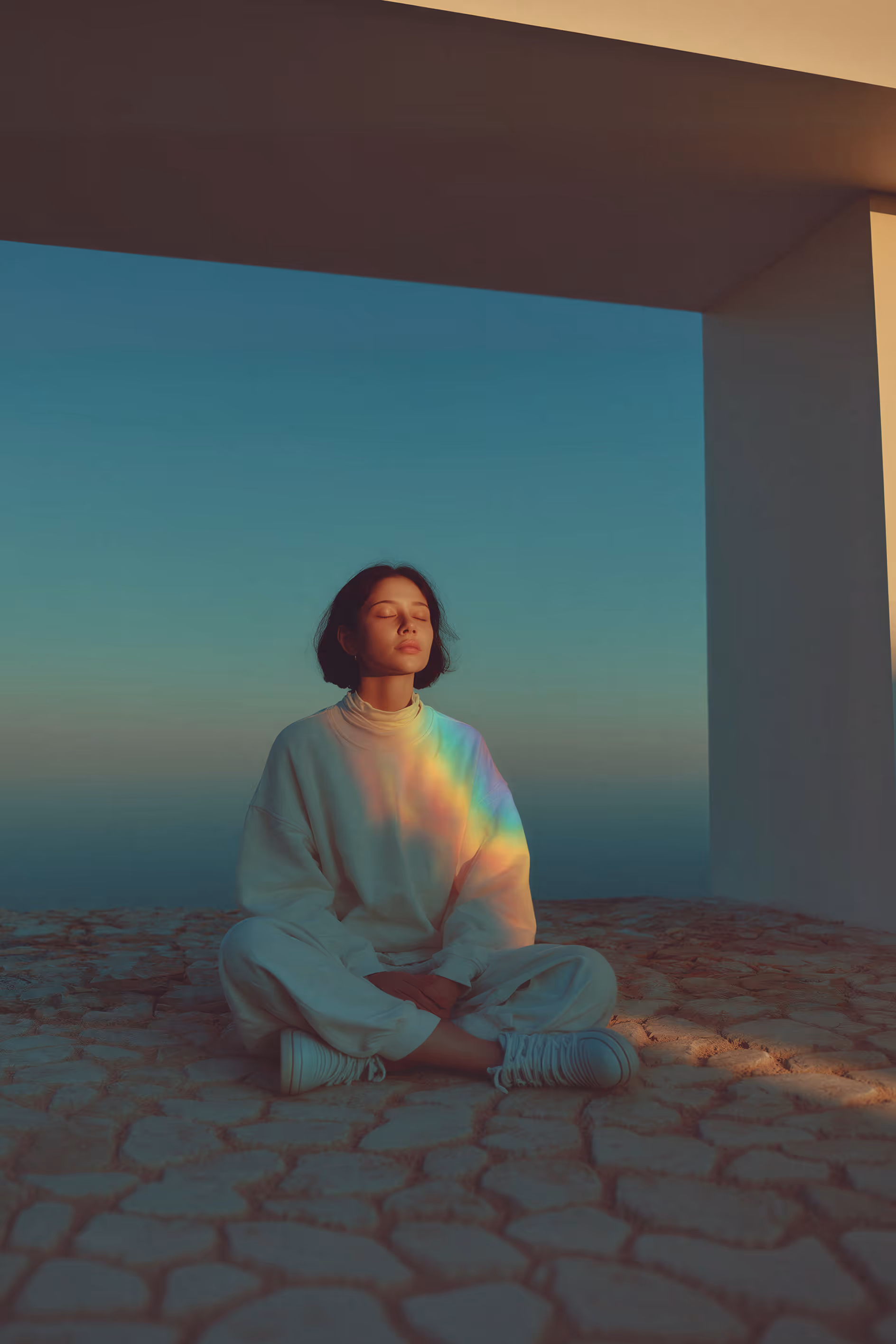 Twilight meditation scene representing rest and recovery.
