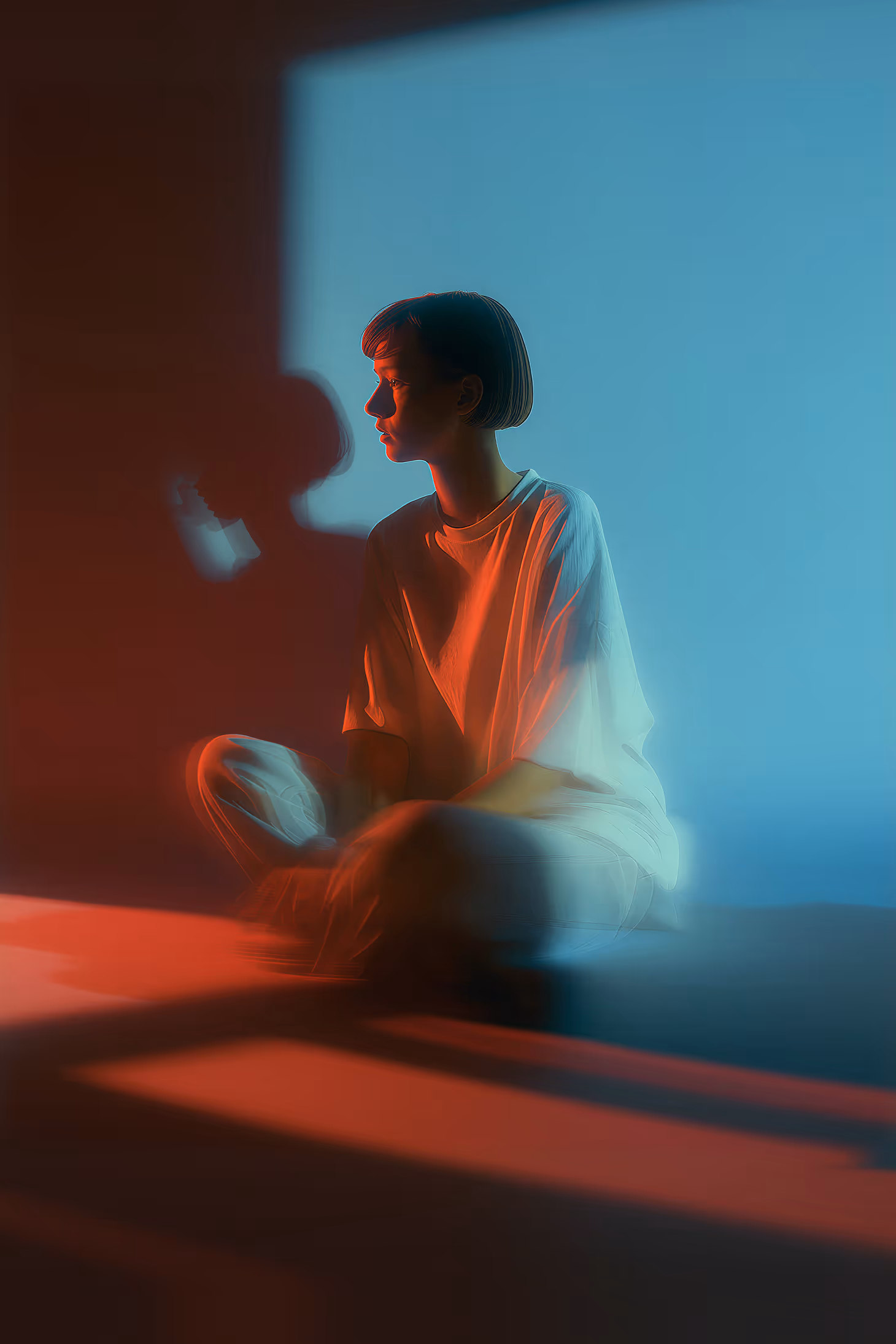 Soft contemplative lighting representing emotional balance.